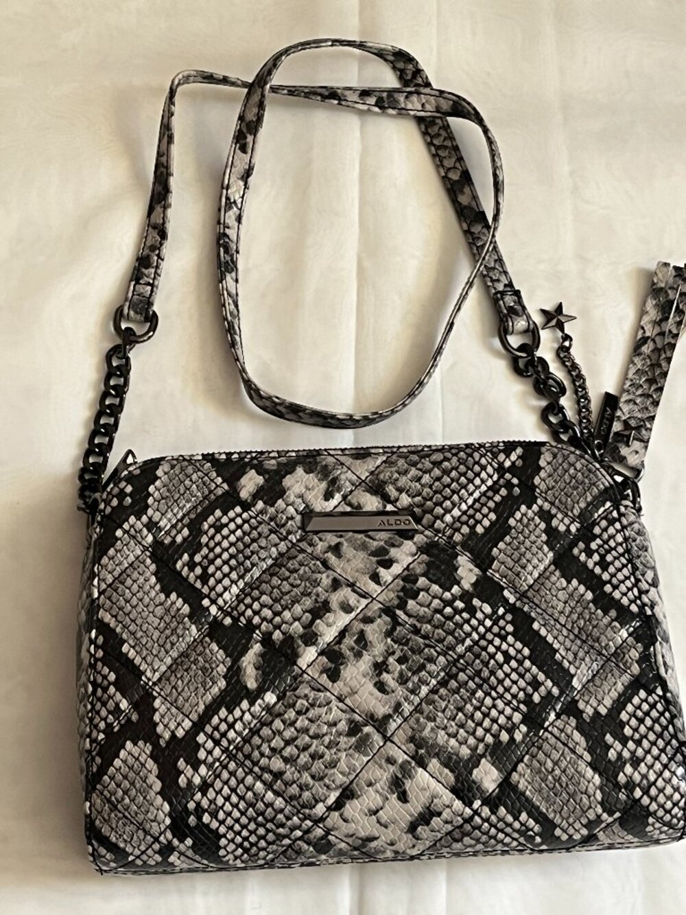 Brand New Aldo Grey Animal Print Faux Leather Bag | $24.99